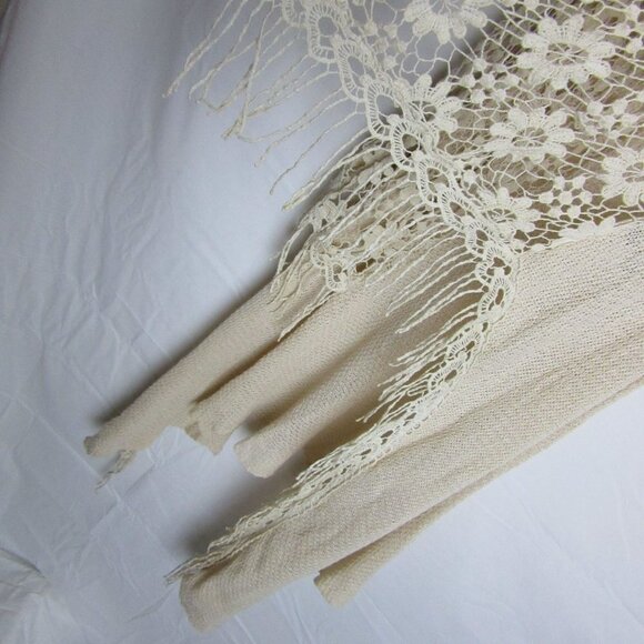 i jeans by Buffalo Tan Floral Knit Shawl Cardigan Tunic Festival - Picture 2 of 6